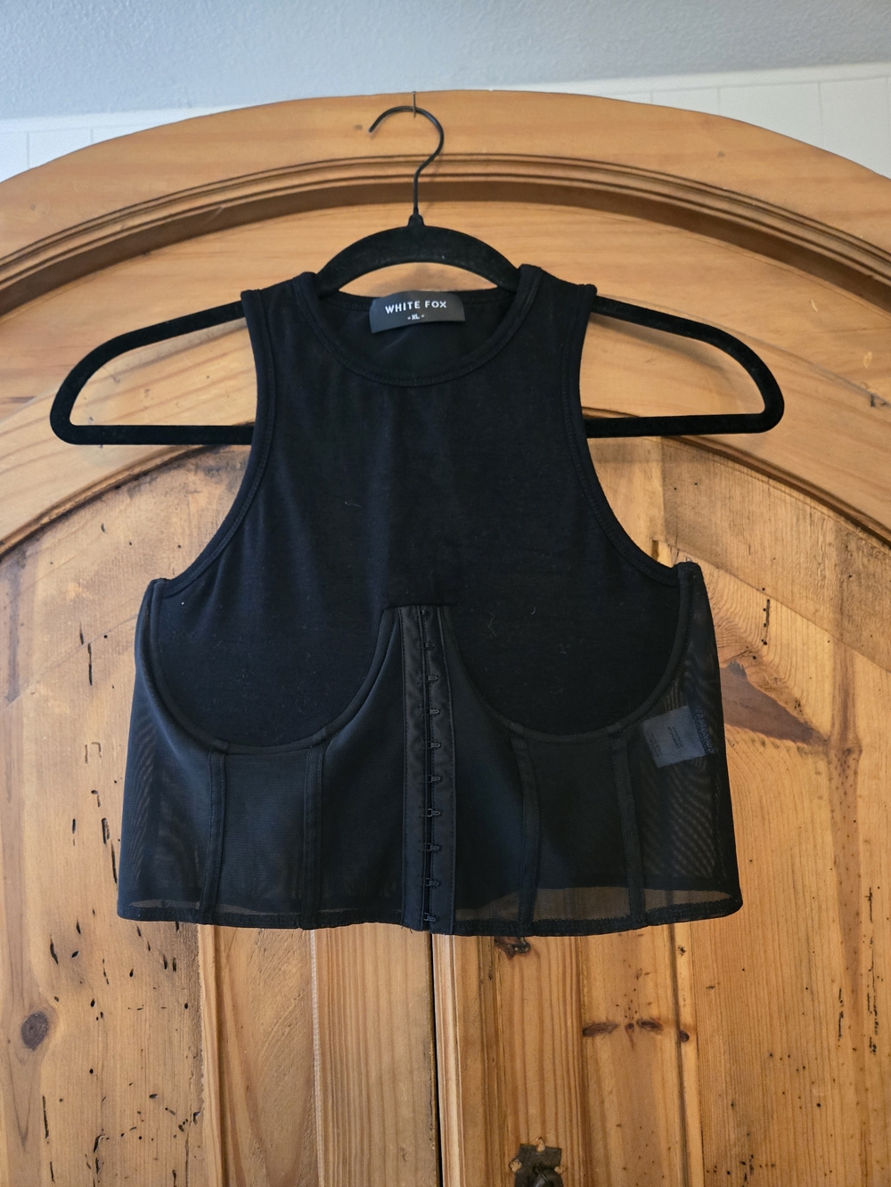 White Fox Black Sleeveless Crewneck Tank